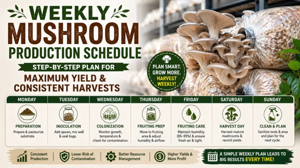 Weekly Mushroom Production Schedule
